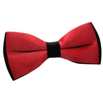 Red and Black Plain Satin 2 Toned Pre Tied Bow Tie