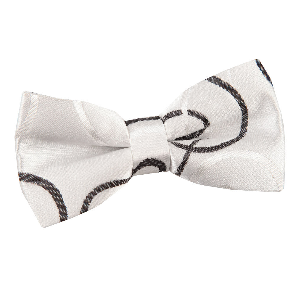 Scroll Pre-Tied Bow Tie - Silver - Well Dapper