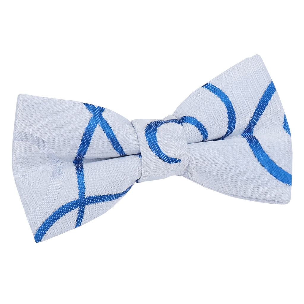 Boys Silver and Royal Blue Scroll Pre Tied Bow Tie