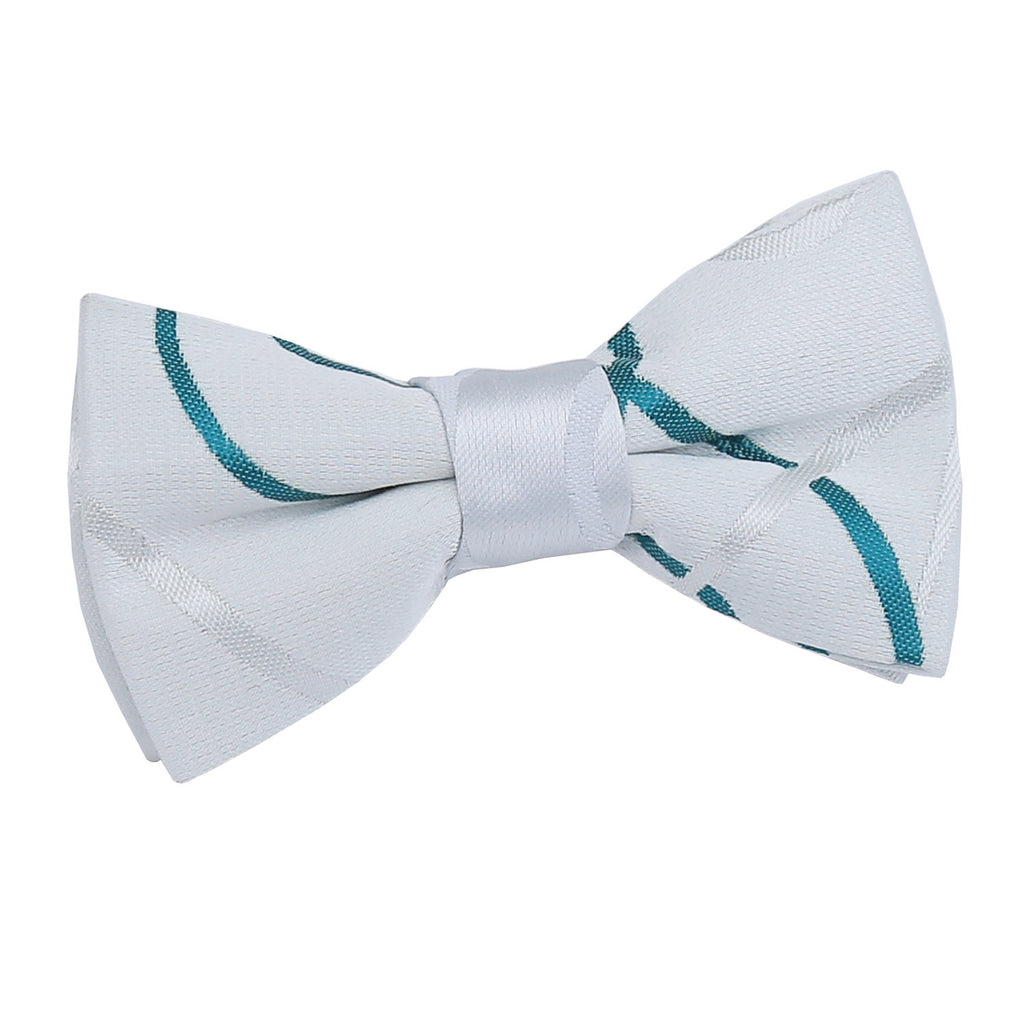 Boys Silver and Teal Scroll Pre Tied Bow Tie