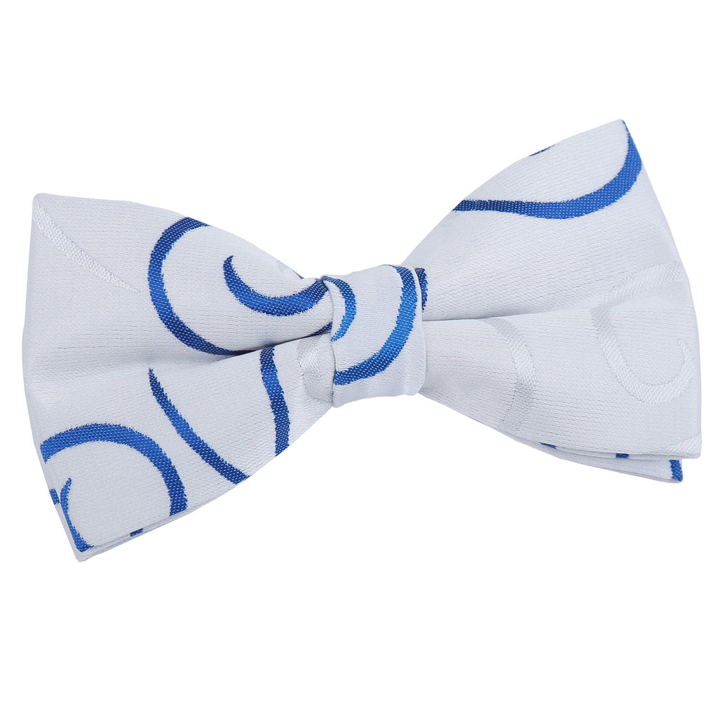 Silver and Royal Blue Scroll Pre Tied Bow Tie