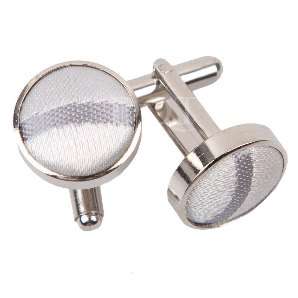 Scroll Cufflinks - Silver and Teal - Well Dapper