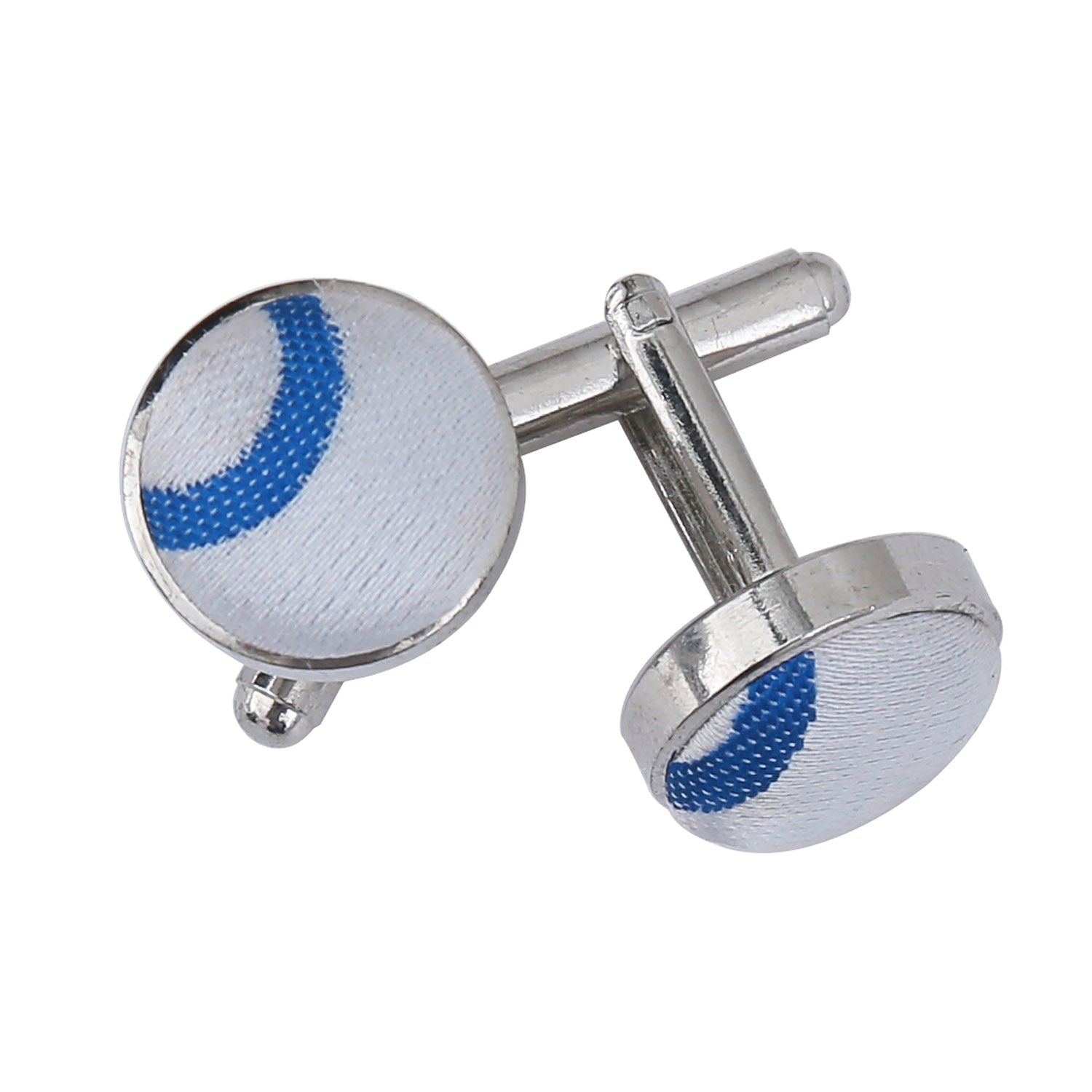 Scroll Cufflinks - Silver and Teal - Well Dapper