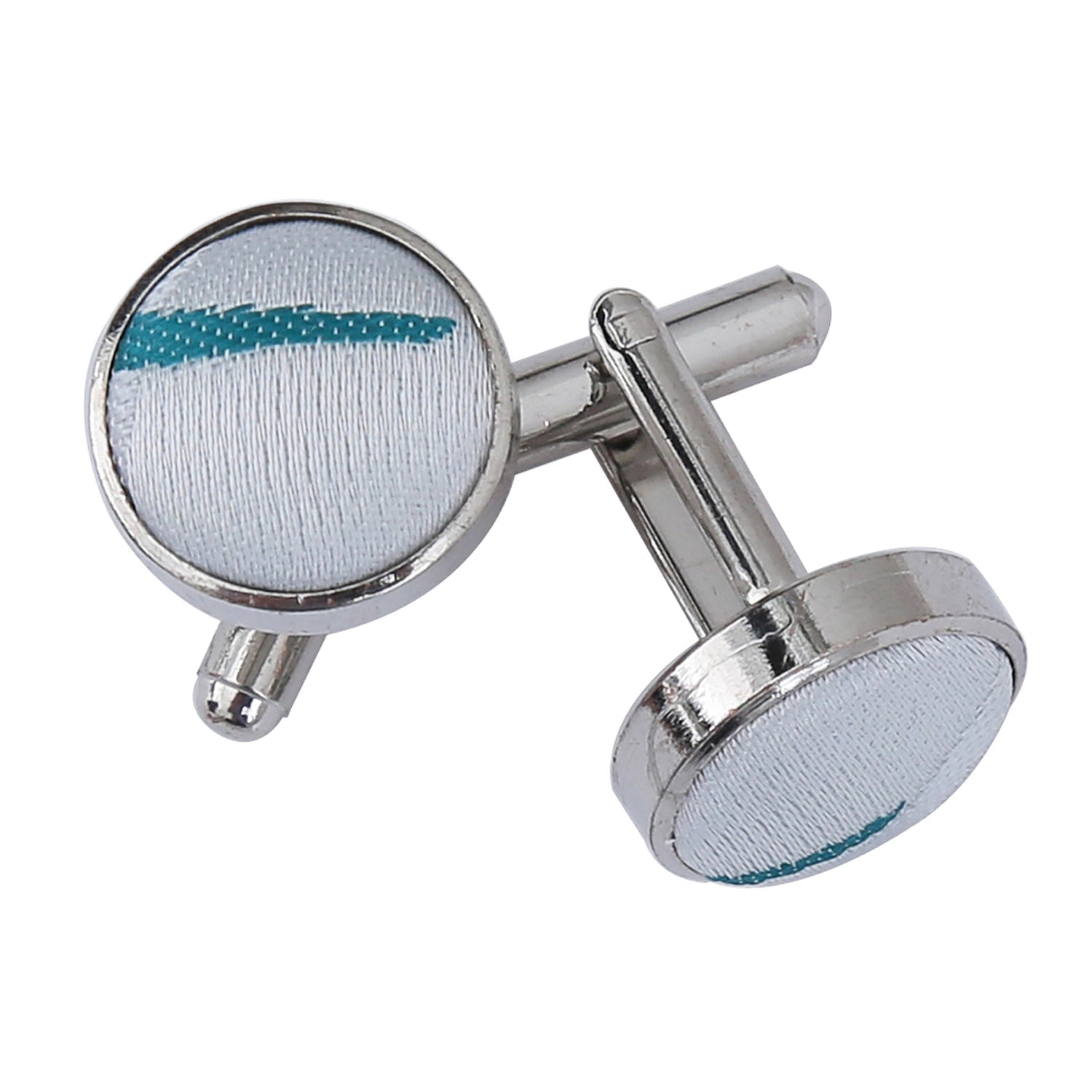 Silver and Teal Scroll Cufflinks