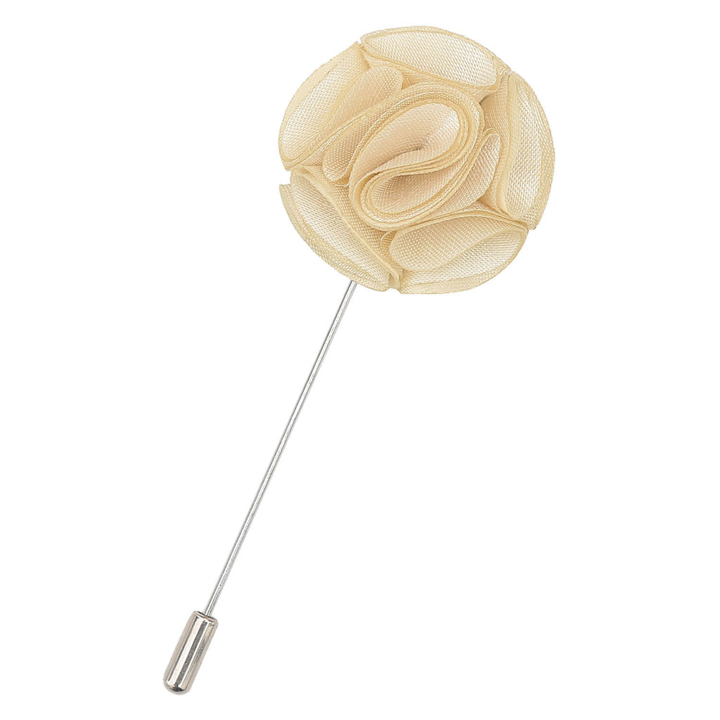 Beige Plain Shantung Lapel Pin