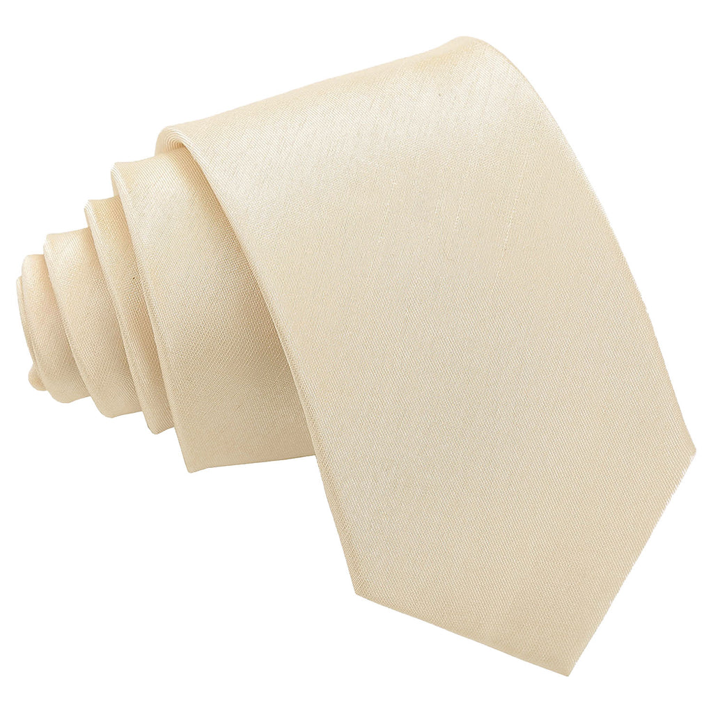 Beige Plain Shantung Slim Tie