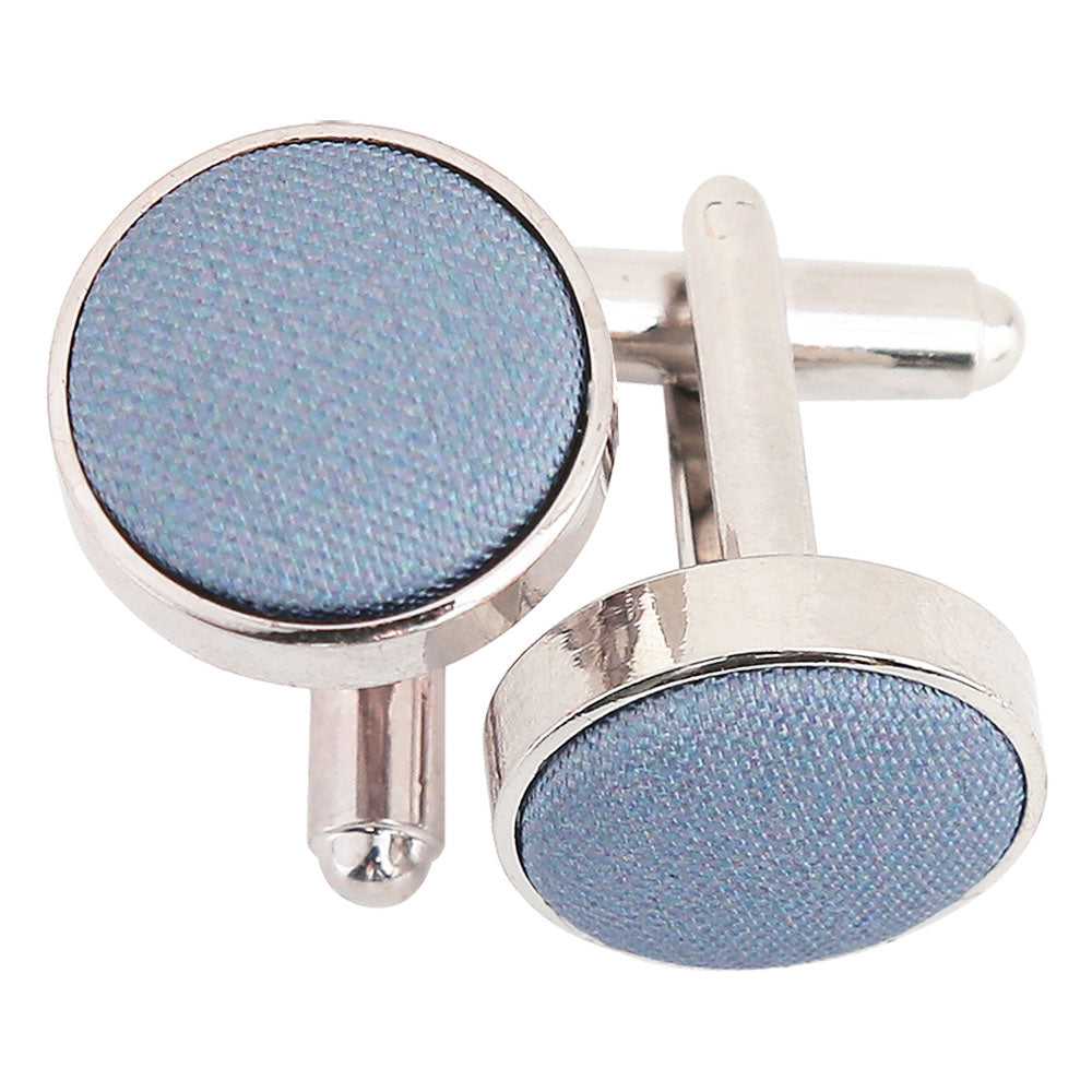 Dusty Blue Plain Shantung Cufflinks