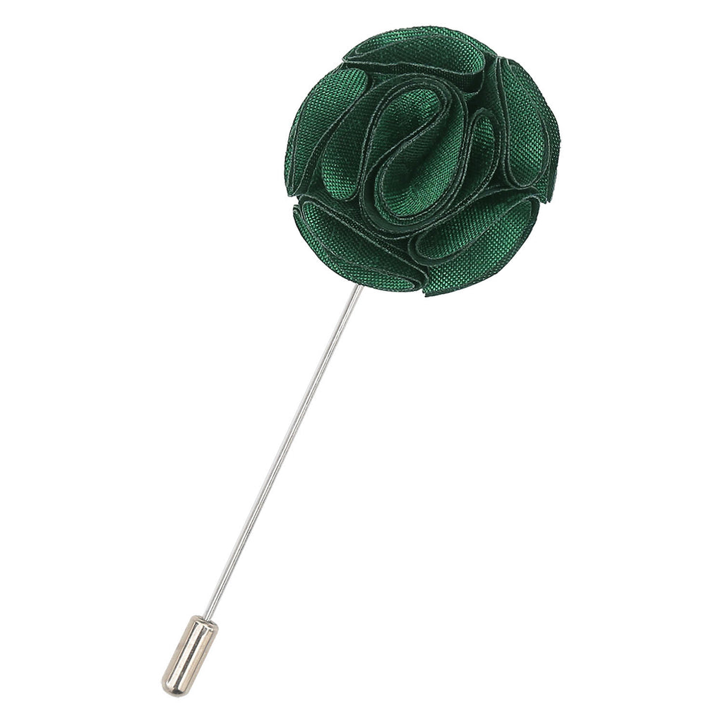 Emerald Green Plain Shantung Lapel Pin