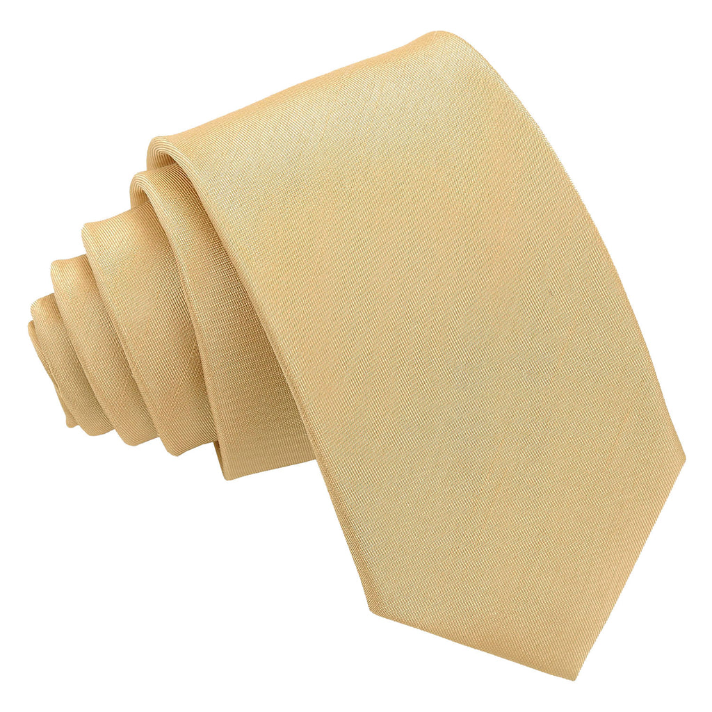 Gold Plain Shantung Slim Tie