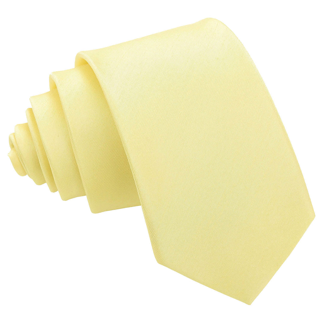 Lemon Yellow Plain Shantung Slim Tie