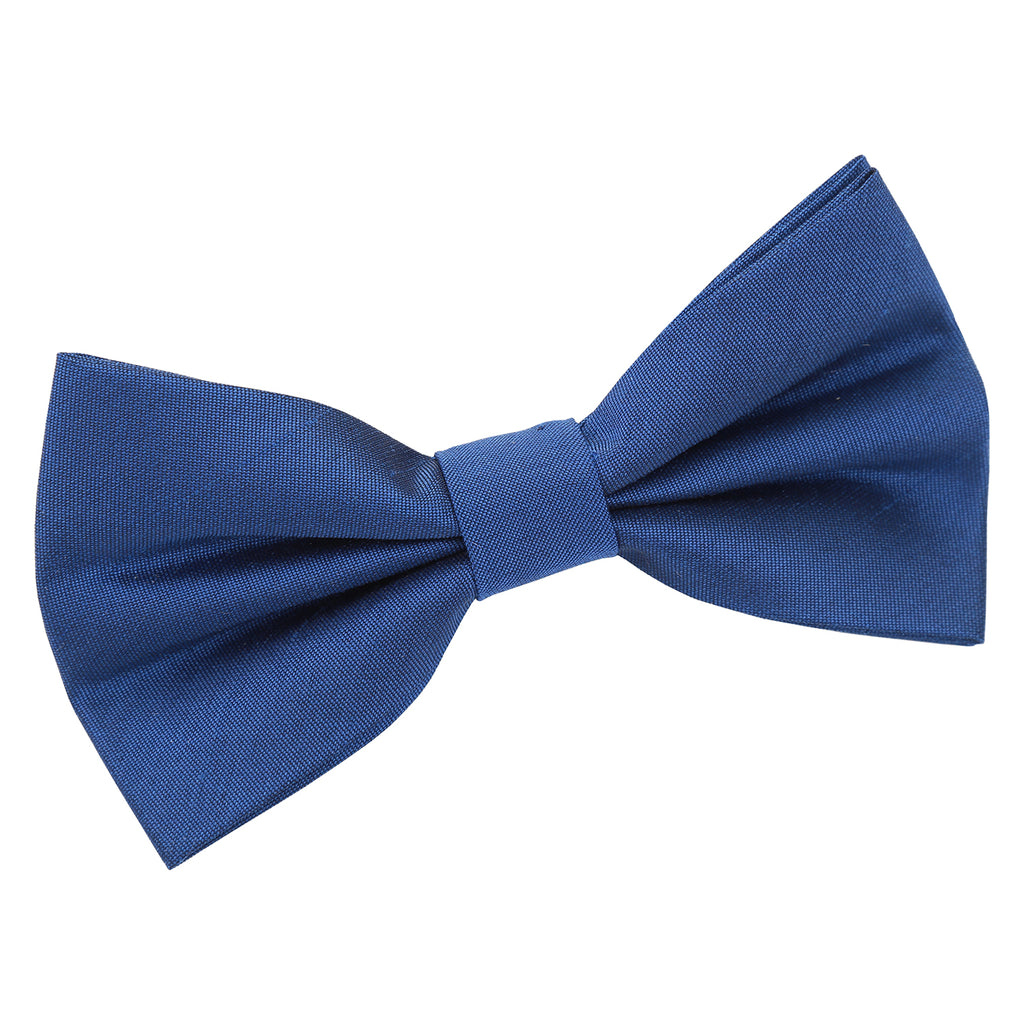 Navy Blue Plain Shantung Pre Tied Bow Tie