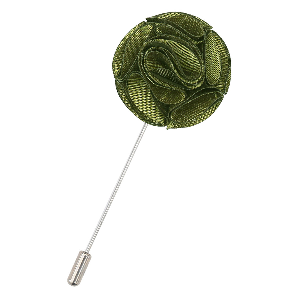 Olive Green Plain Shantung Lapel Pin