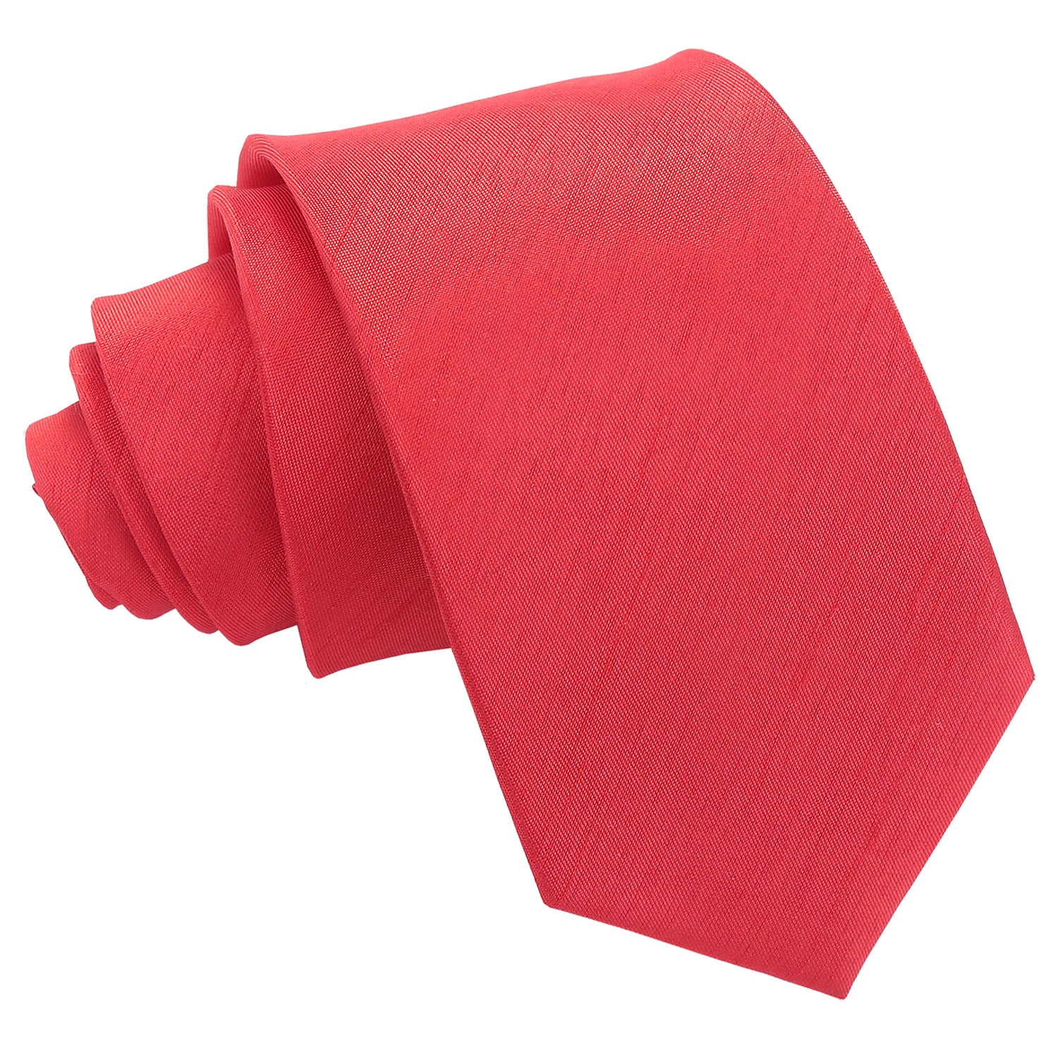 Plain Shantung Slim Tie - Peach Pink - Well Dapper