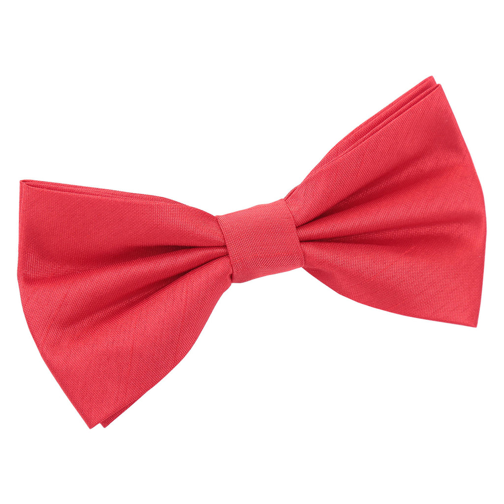 Red Plain Shantung Pre Tied Bow Tie