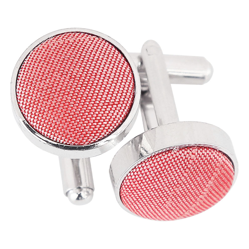 Salmon Pink Plain Shantung Cufflinks