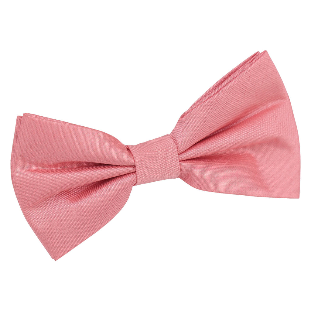 Salmon Pink Plain Shantung Pre Tied Bow Tie