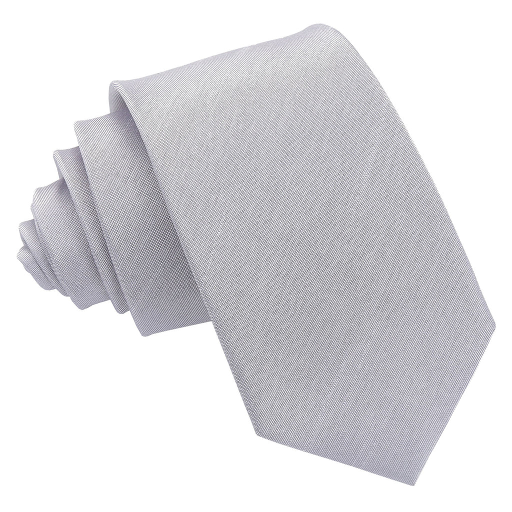 Silver Plain Shantung Slim Tie