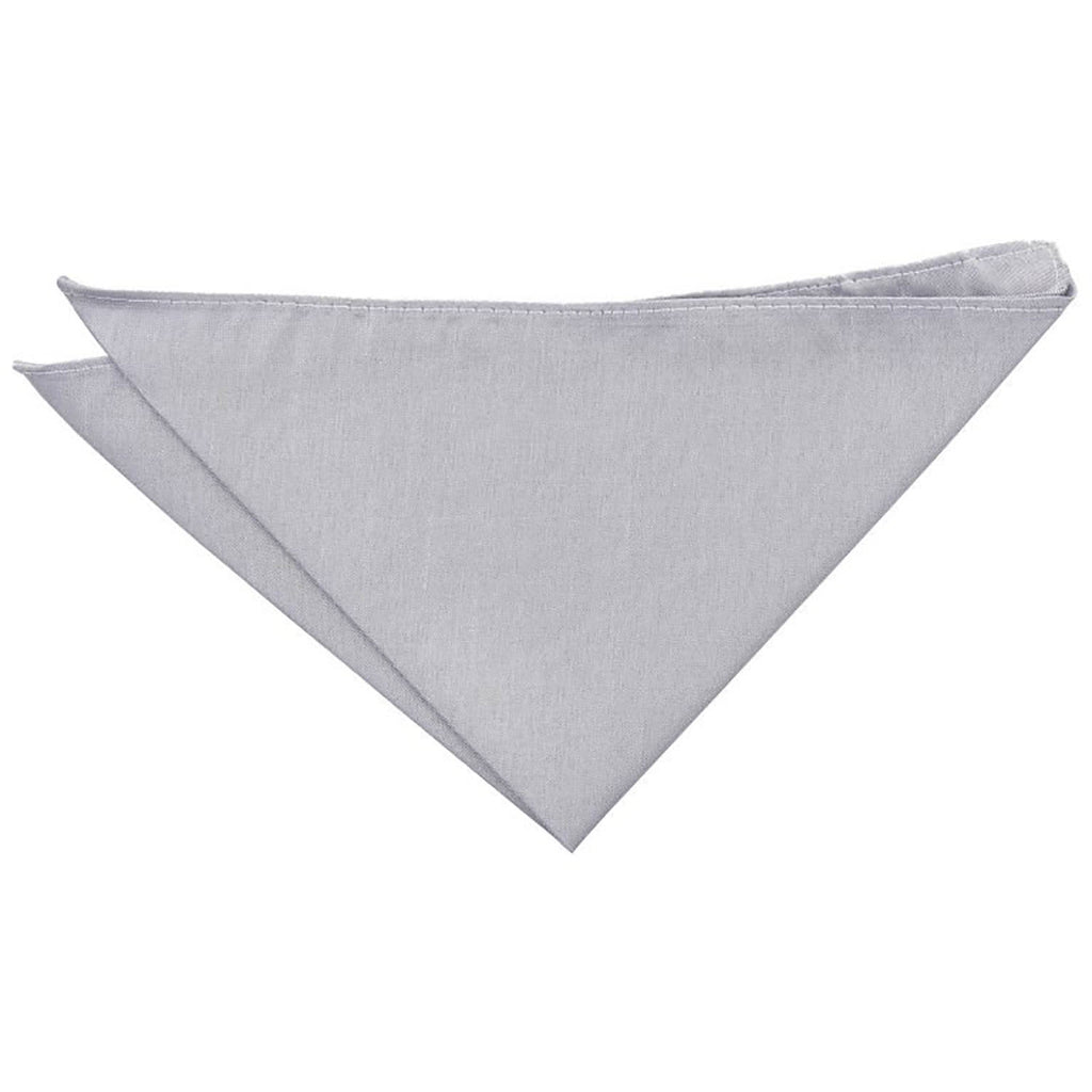 Silver Plain Shantung Pocket Square