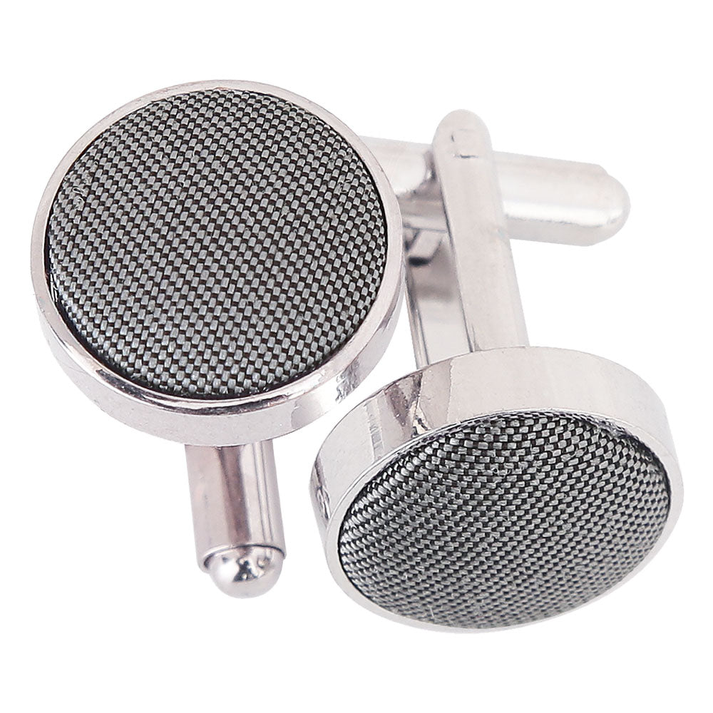 Steel Grey Plain Shantung Cufflinks