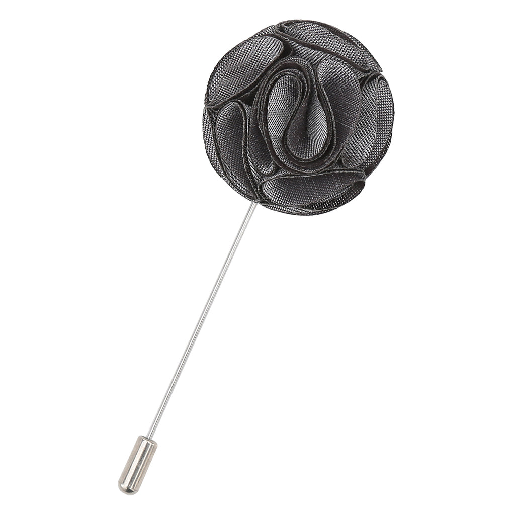 Steel Grey Plain Shantung Lapel Pin