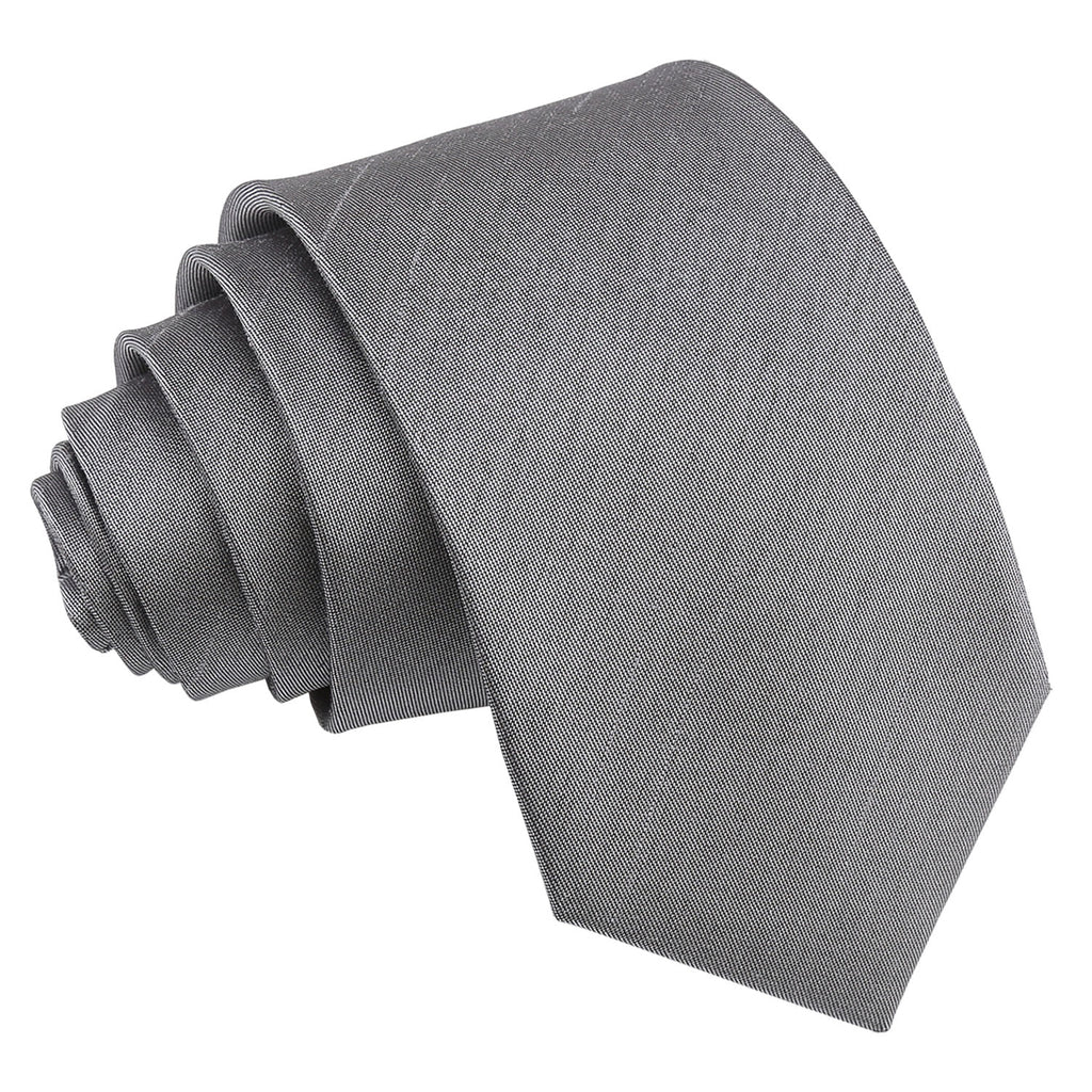 Steel Grey Plain Shantung Slim Tie