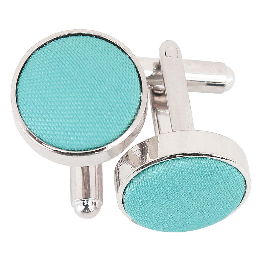 Turquoise Green Plain Shantung Cufflinks