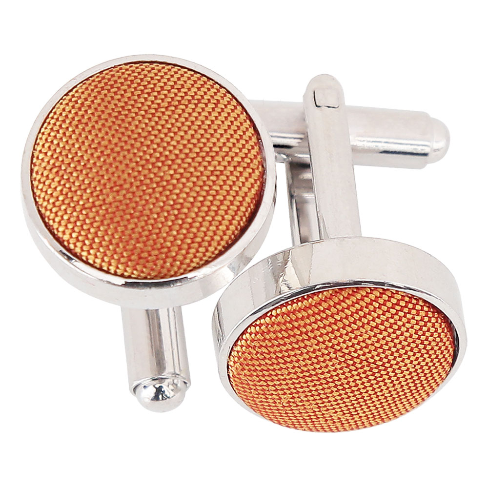 Turmeric Yellow Plain Shantung Cufflinks