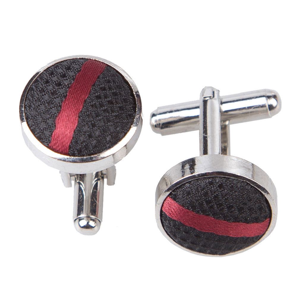 Single Stripe Cufflinks - White and Red - Well Dapper