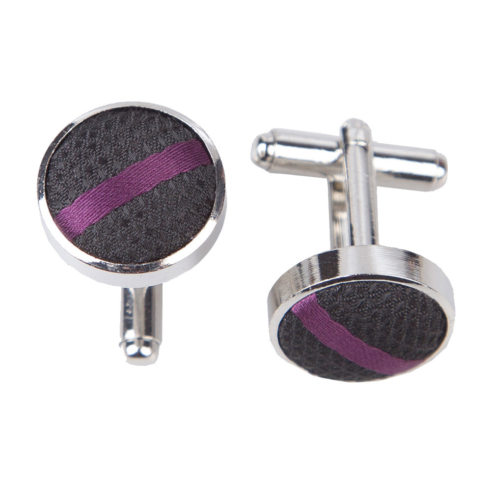 Single Stripe Cufflinks - Black and White - Well Dapper