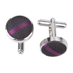 Single Stripe Cufflinks - Black and Burgundy - Well Dapper