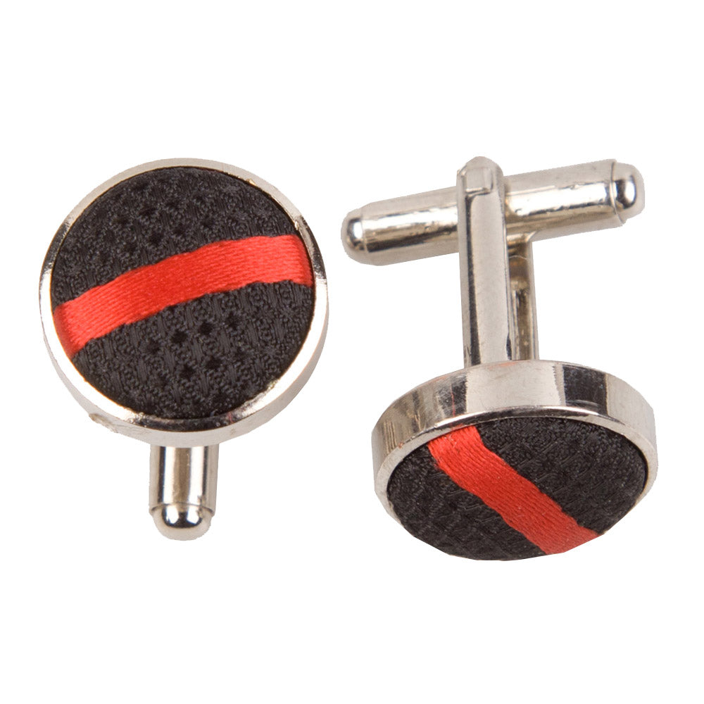 Single Stripe Cufflinks - White and Red - Well Dapper