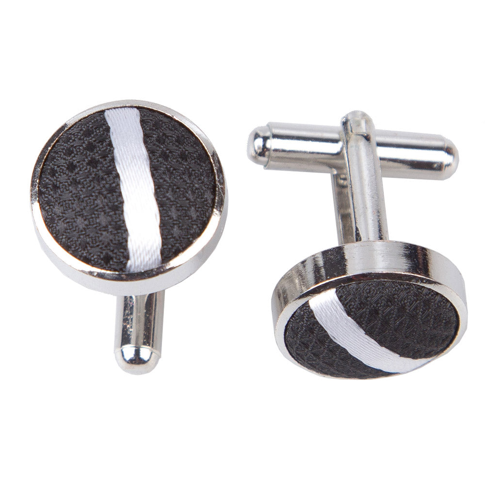 Single Stripe Cufflinks - White and Red - Well Dapper