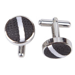 Single Stripe Cufflinks - White and Black - Well Dapper