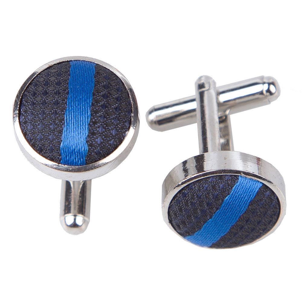 Single Stripe Cufflinks - Black and White - Well Dapper