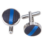 Single Stripe Cufflinks - Black and Purple - Well Dapper