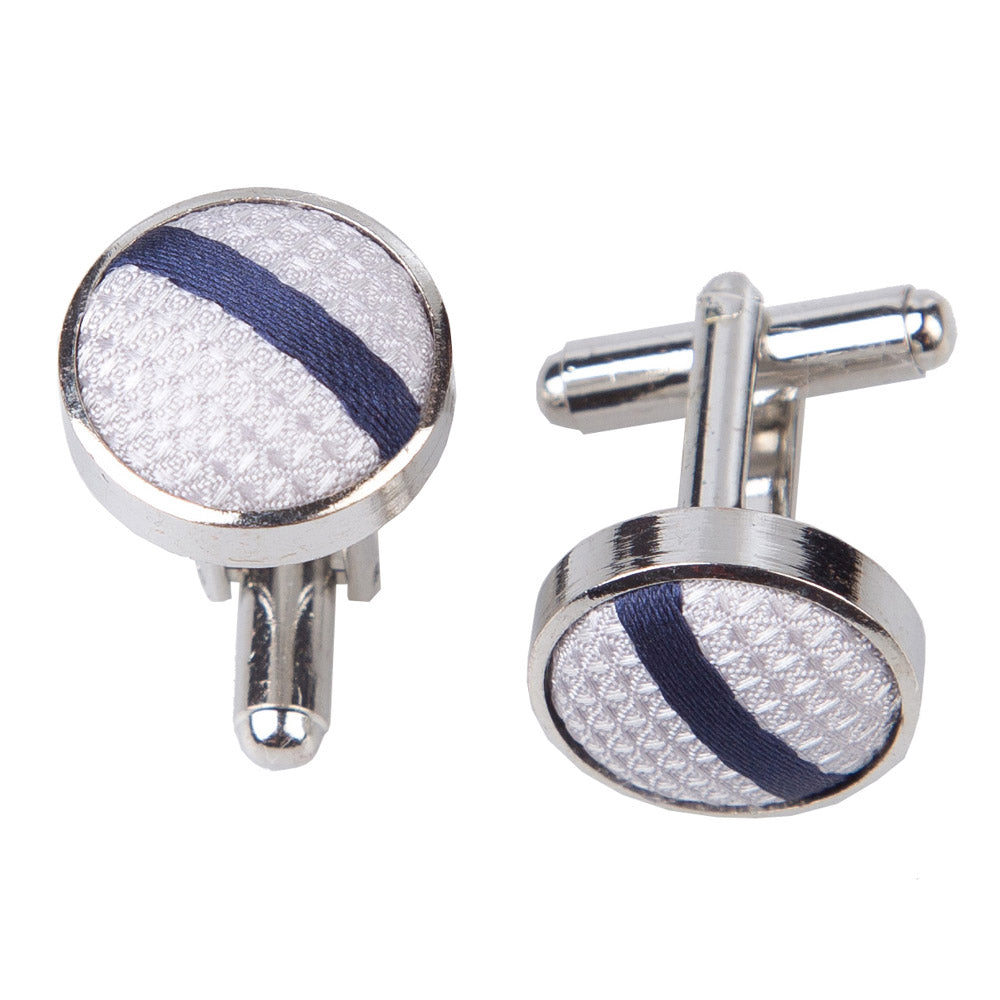 Single Stripe Cufflinks - White and Red - Well Dapper