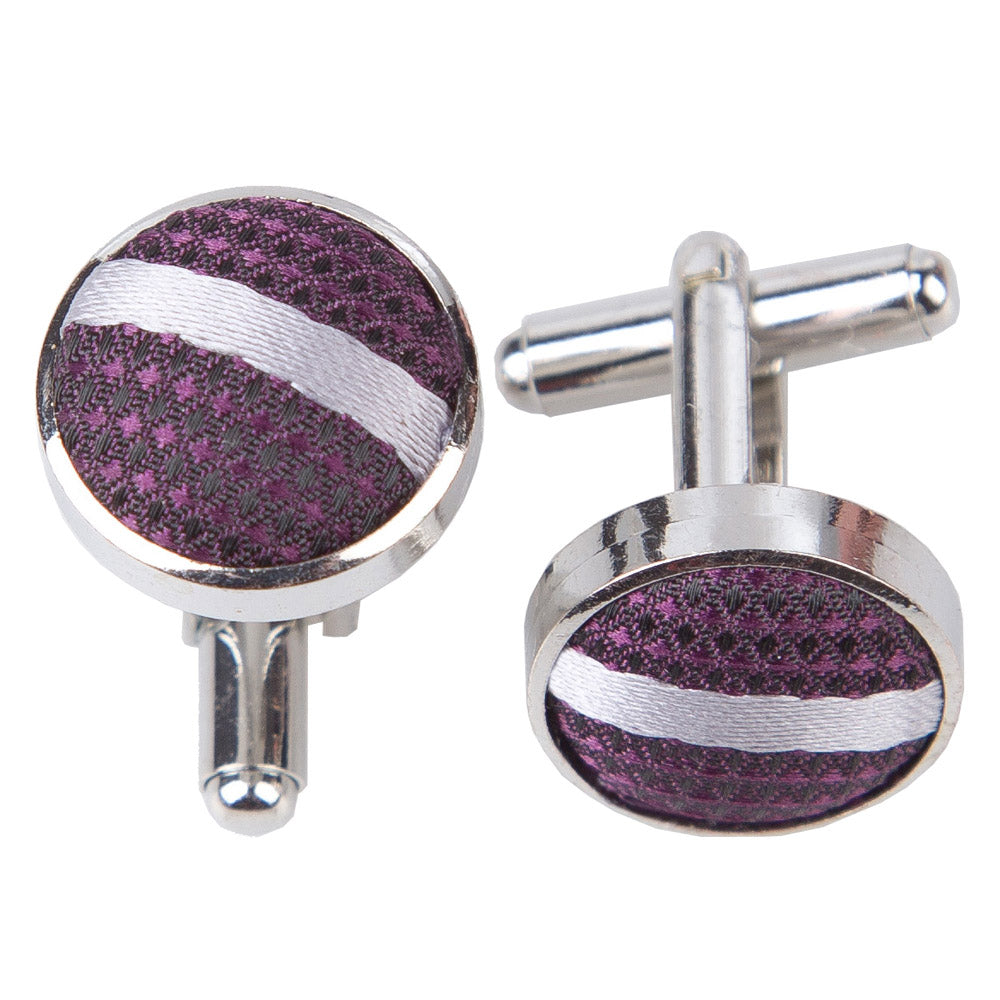 Single Stripe Cufflinks - White and Red - Well Dapper