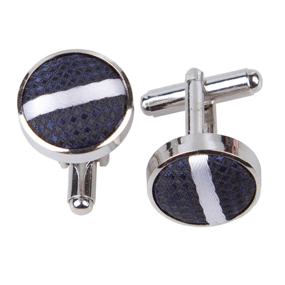 Single Stripe Cufflinks - Black and White - Well Dapper