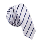 Silver and Navy Single Stripe Skinny Tie