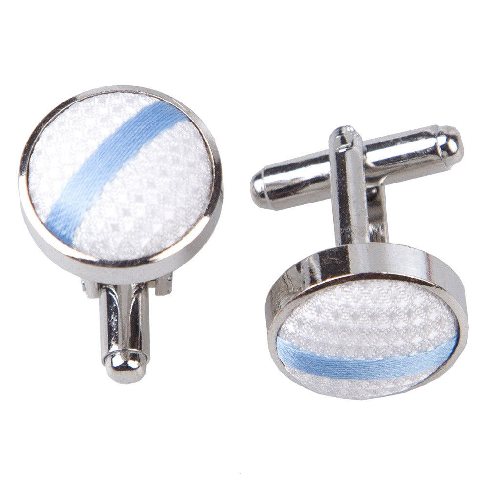 Single Stripe Cufflinks - White and Red - Well Dapper