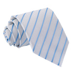 Single Stripe Classic Tie - White and Hot Pink - Well Dapper