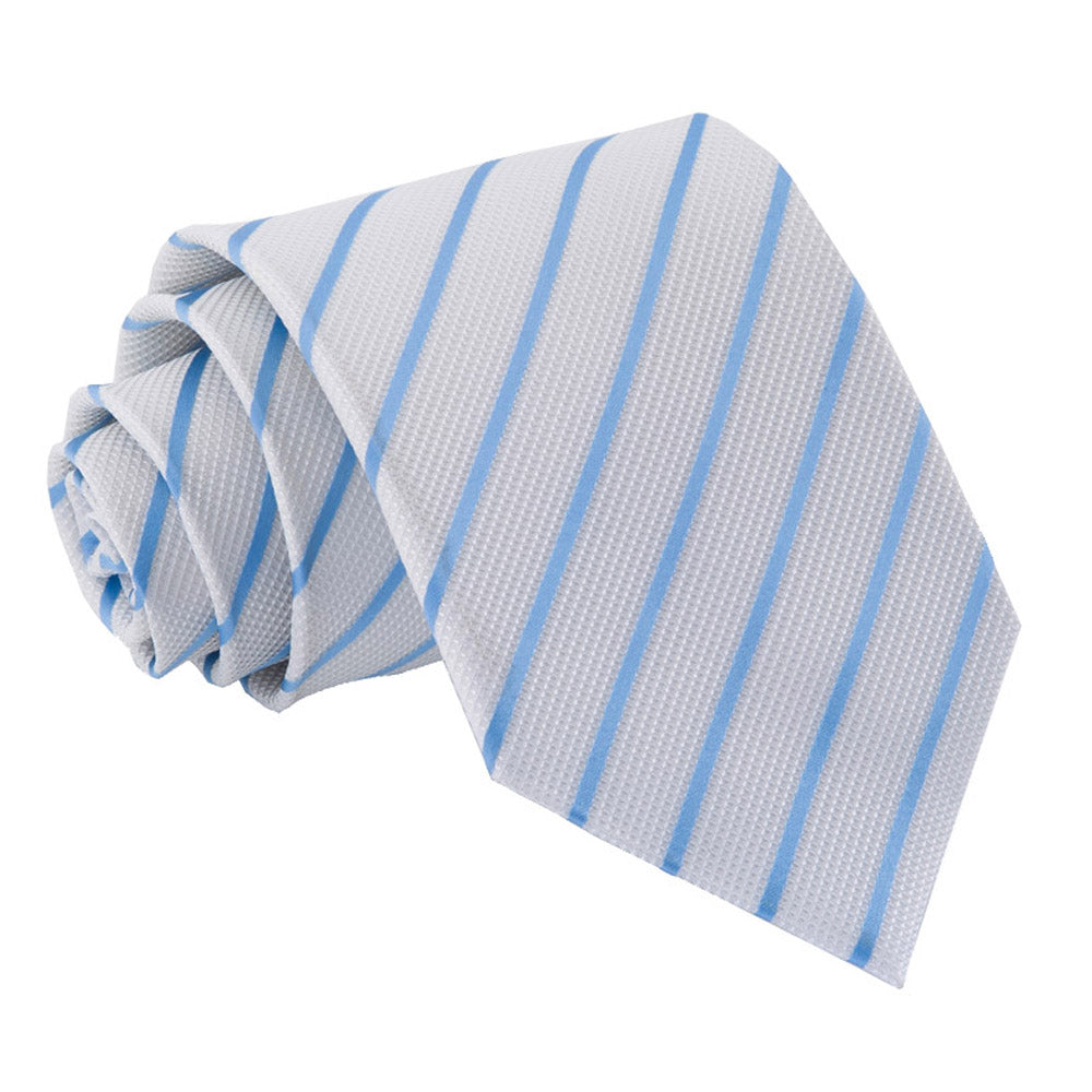 White and Baby Blue Single Stripe Classic Tie