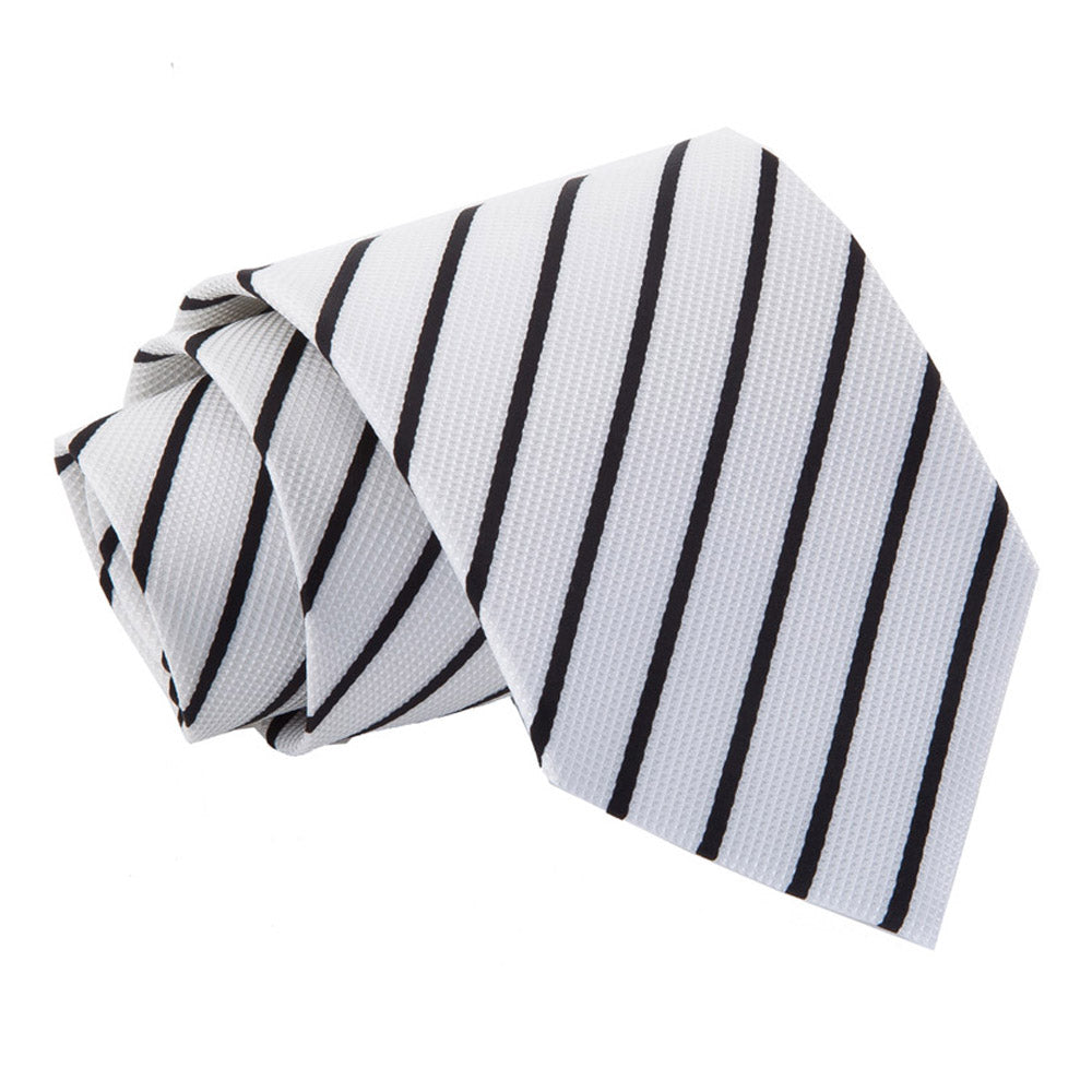 Single Stripe Classic Tie - White and Orange - Well Dapper