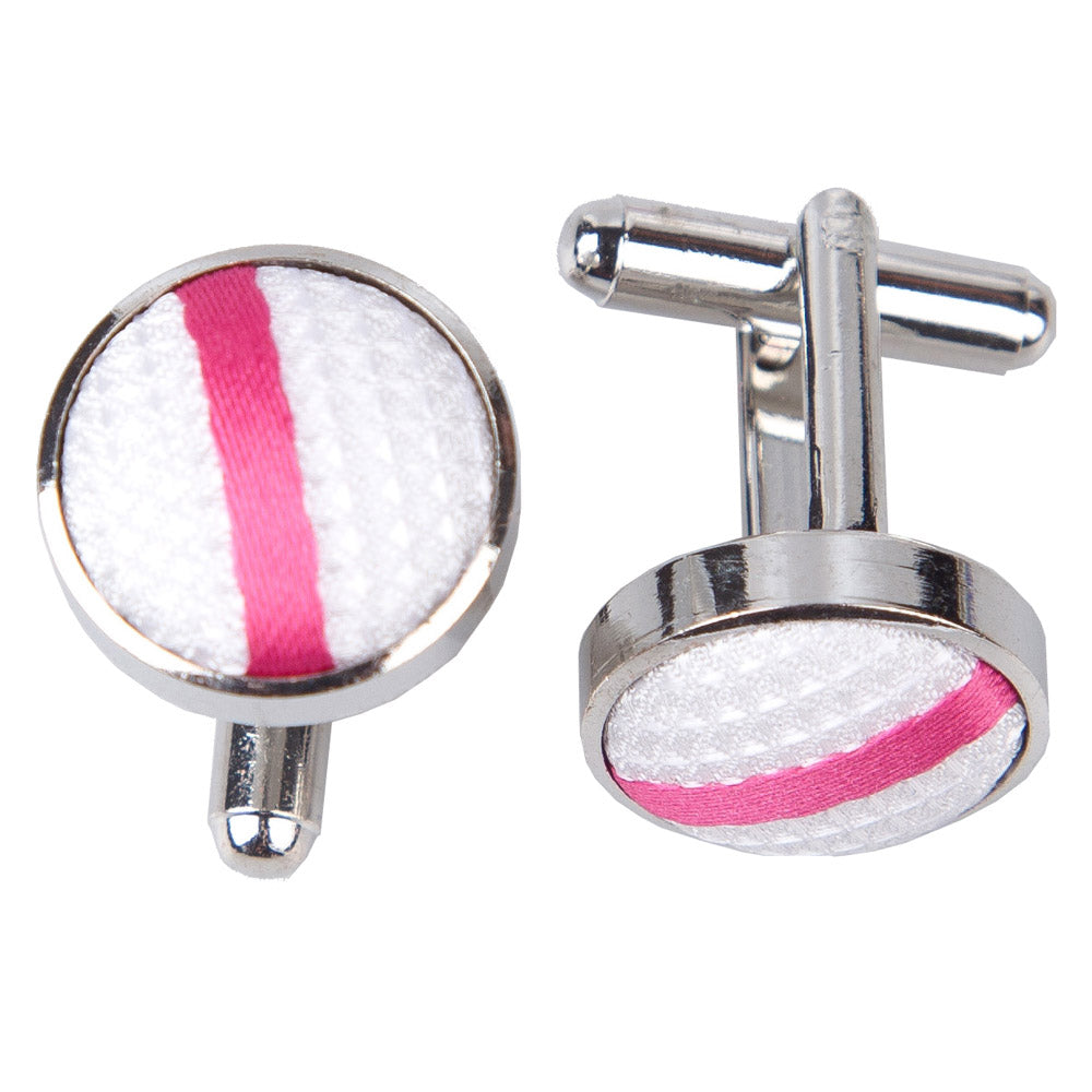 Ivory and Hot Pink Single Stripe Cufflinks