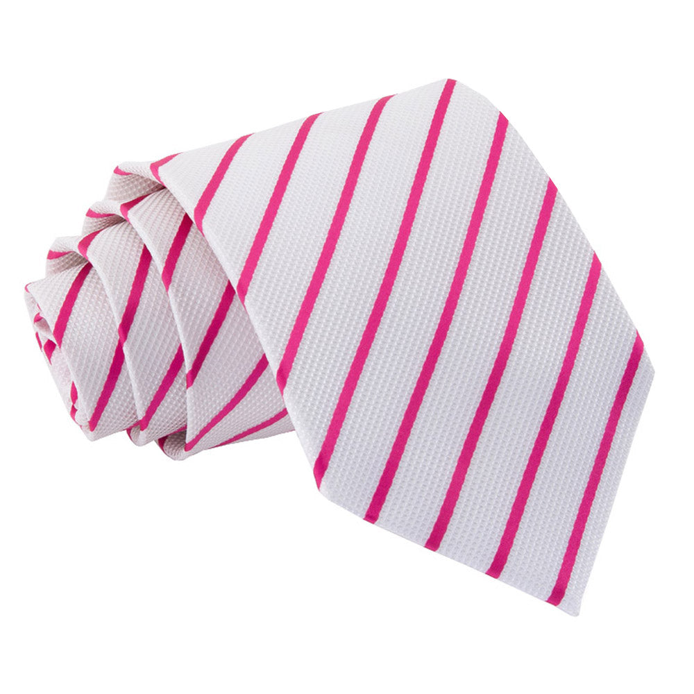 White and Hot Pink Single Stripe Classic Tie