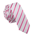Single Stripe Skinny Tie - White and Baby Blue - Well Dapper