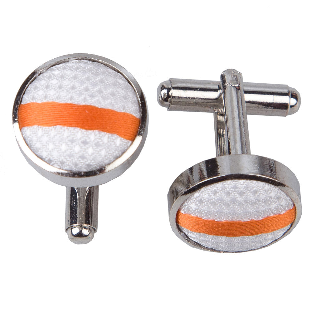 Single Stripe Cufflinks - White and Red - Well Dapper