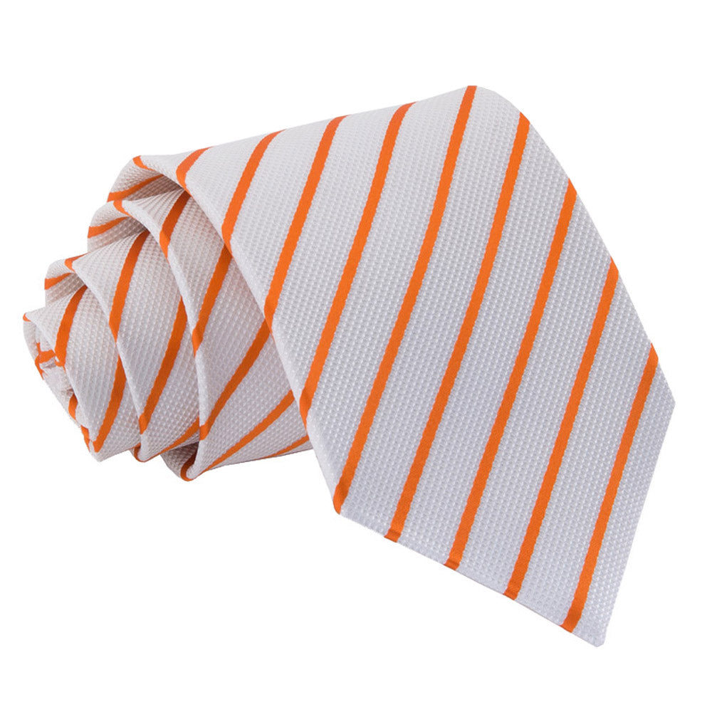 White and Orange Single Stripe Classic Tie