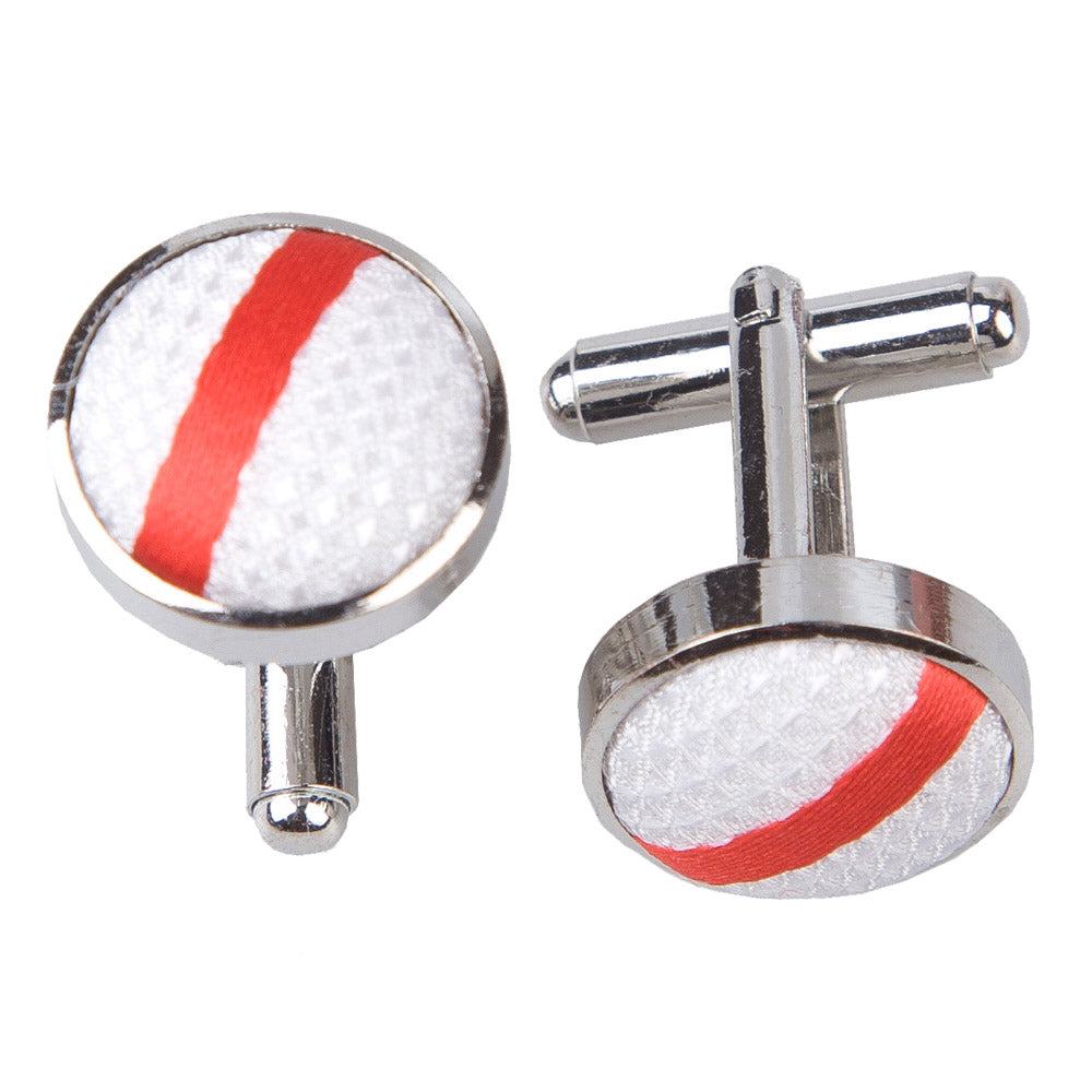 White and Red Single Stripe Cufflinks