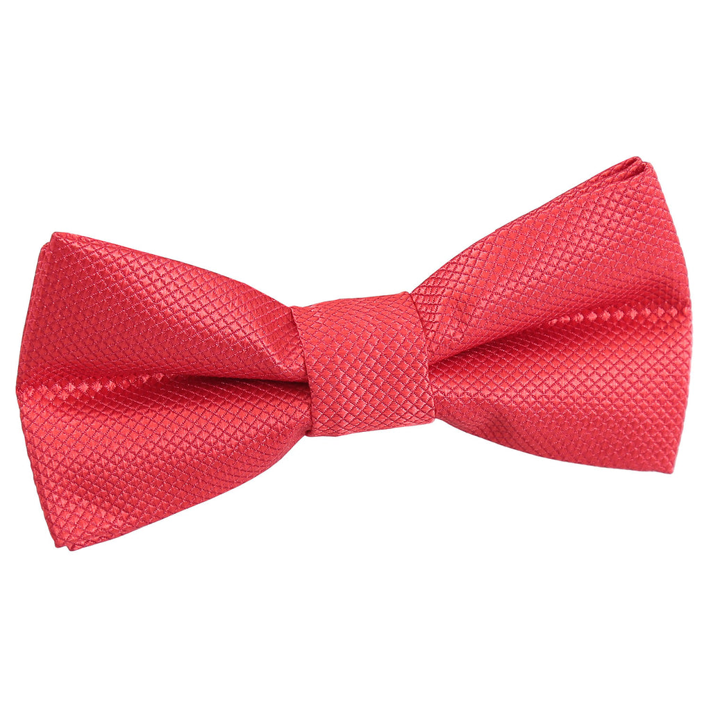 Boys Red Solid Check Pre Tied Bow Tie